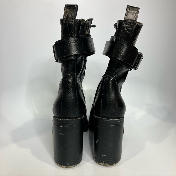 Schutz croc-effect lace up lug sole boots black size 8 - Picture 5 of 12